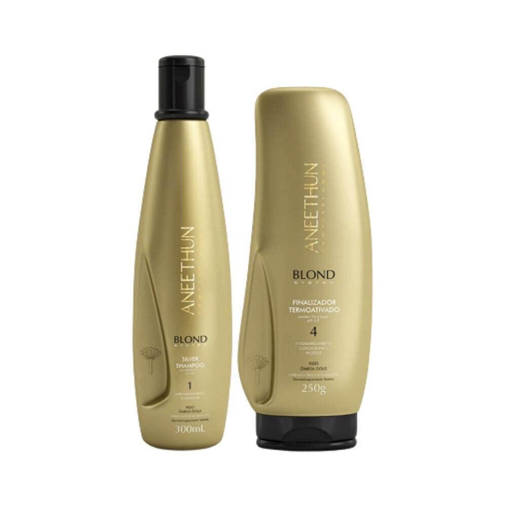 Kit Aneethun Blond Shampoo Silver 300 ml + Finalizador Termoativado 250 g