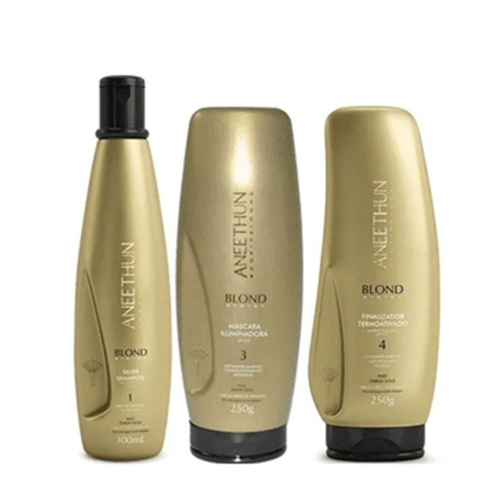 Kit Aneethun Blond Shampoo Silver 300 ml + Máscara 250 g + Finalizador 250 g