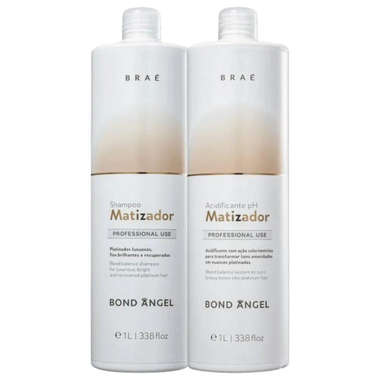 Kit Braé Bond Angel Shampoo Matizador 1 Litro + Acidificante 1 Litro