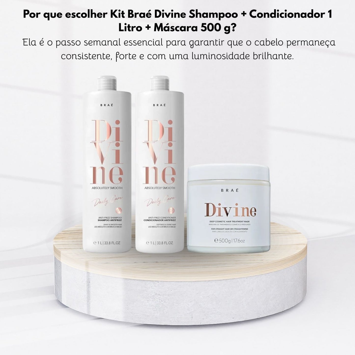 Kit Braé Divine Shampoo + Condicionador 1 Litro + Máscara 500 g