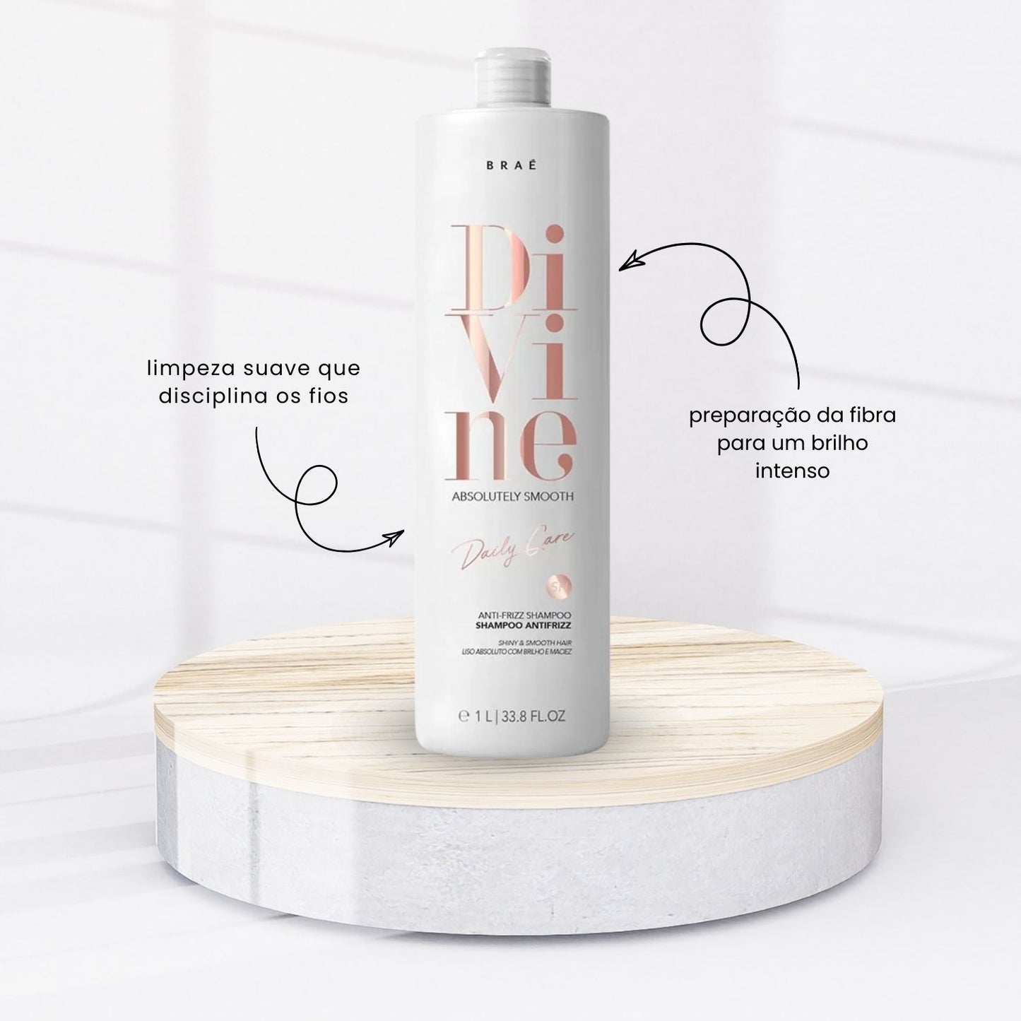 Kit Braé Divine Shampoo + Condicionador 1 Litro + Máscara 500 g + Leave 200 g