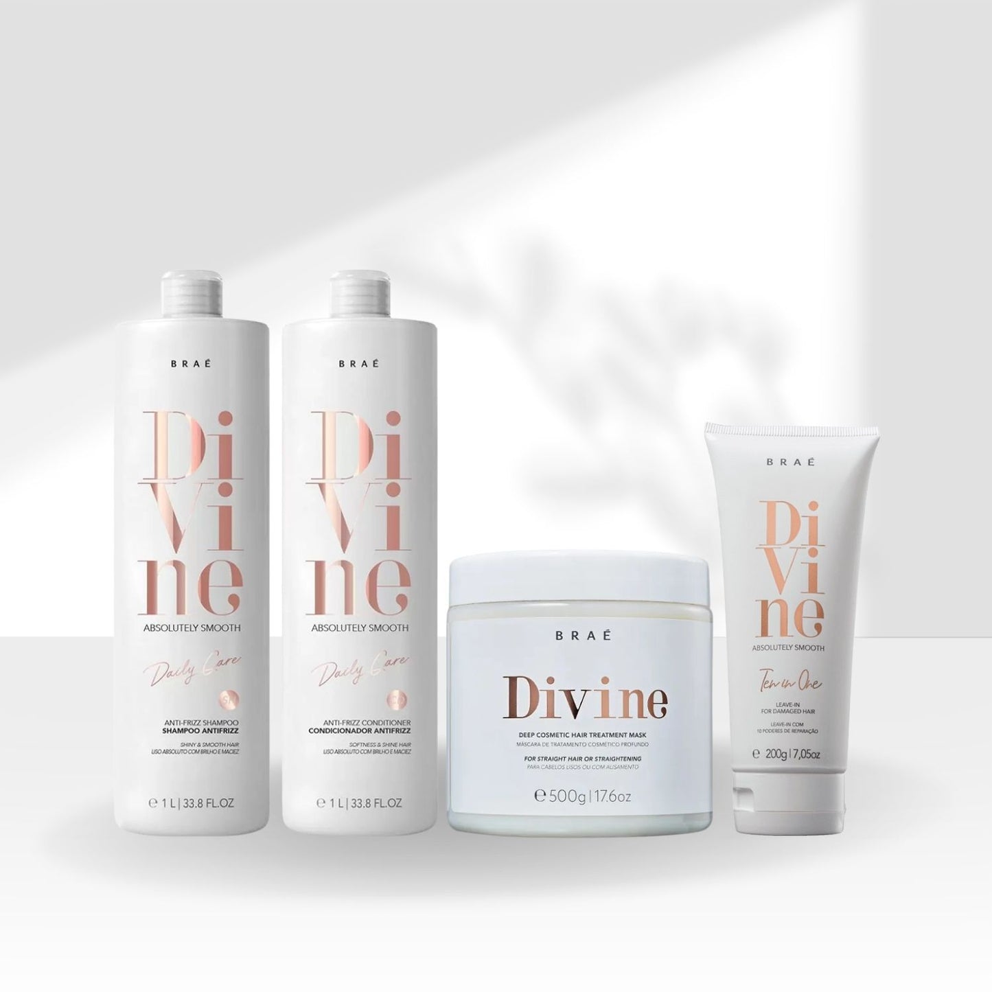 Kit Braé Divine Shampoo + Condicionador 1 Litro + Máscara 500 g + Leave 200 g