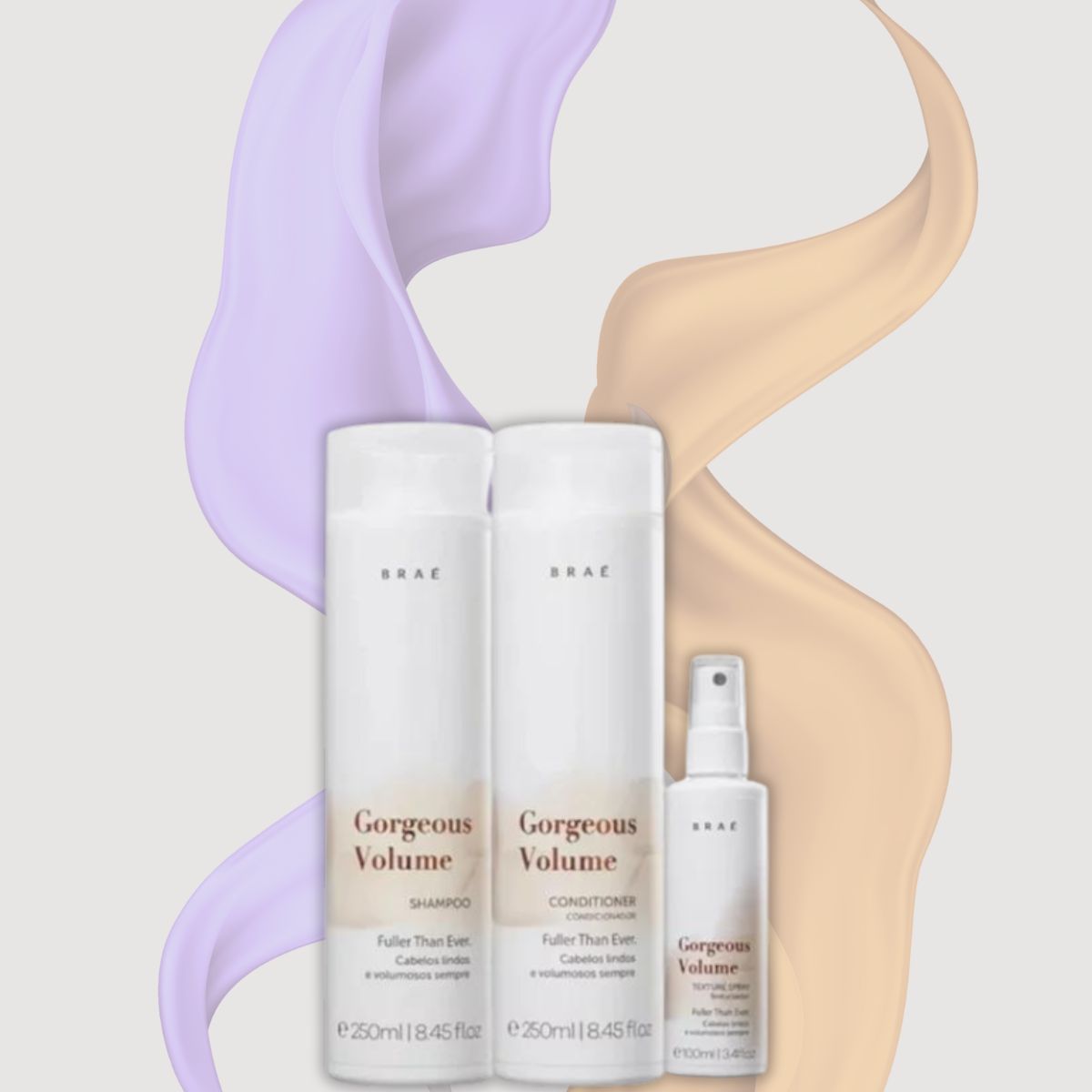Kit Braé Gorgeous Volume Shampoo + Condicionador 250 ml + Spray