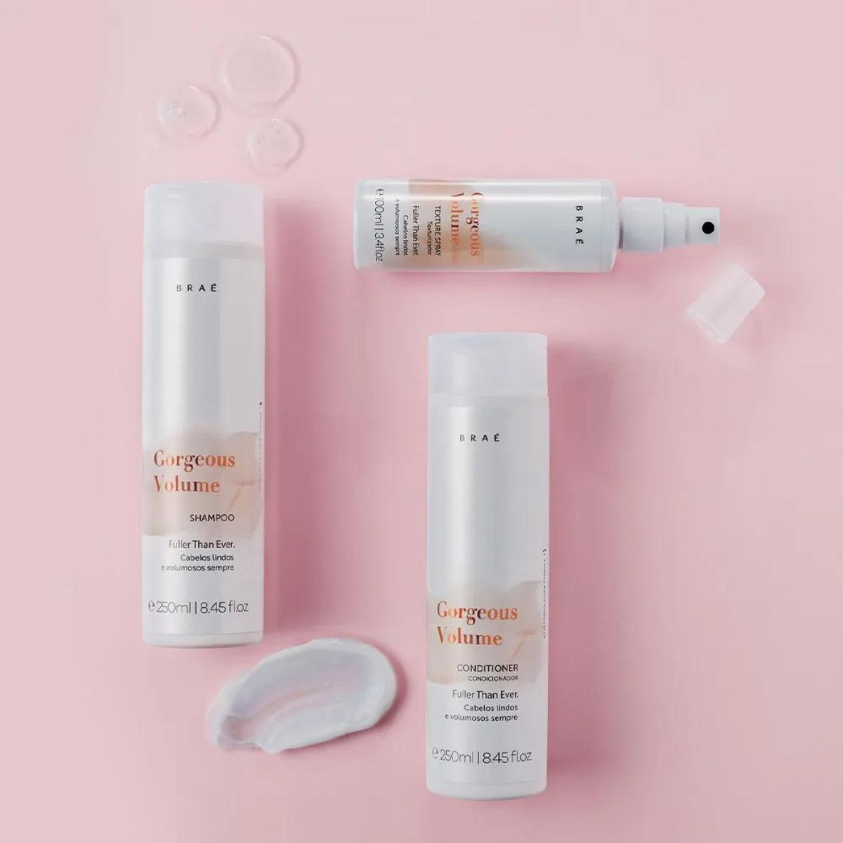 Kit Braé Gorgeous Volume Shampoo + Condicionador 250 ml + Spray