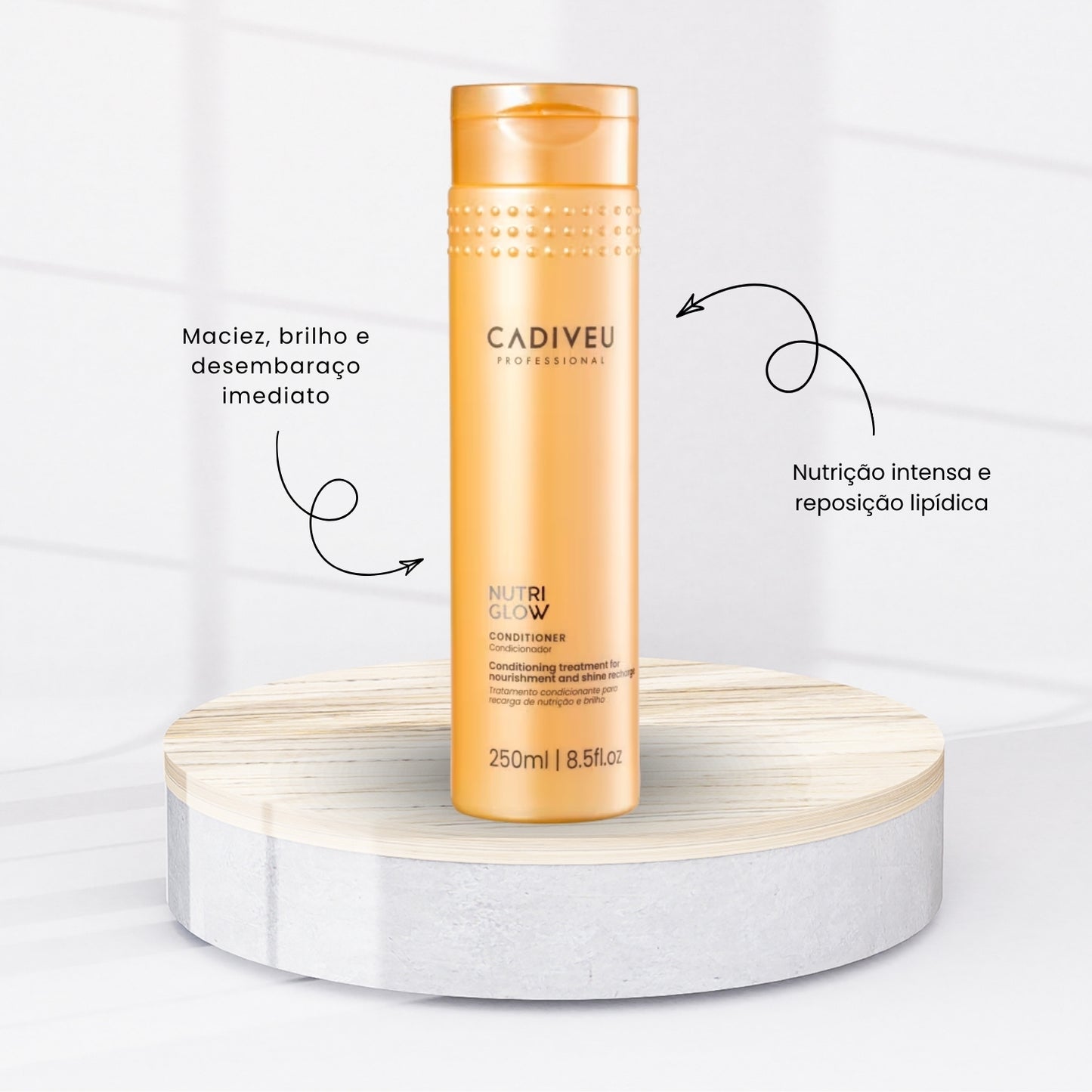 Kit Cadiveu Nutri Glow Shampoo 250 ml + Condicionador 250 ml + Máscara 200 ml