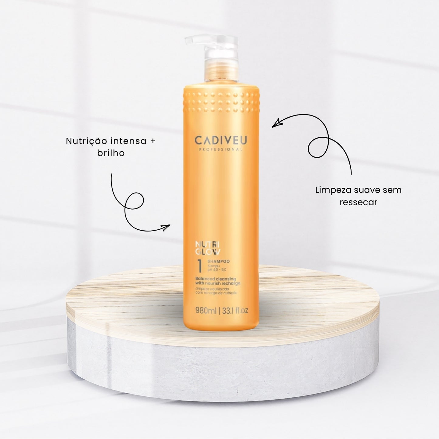 Kit Cadiveu Nutri Glow Shampoo 980 ml + Condicionador 980 ml + Máscara 980 ml