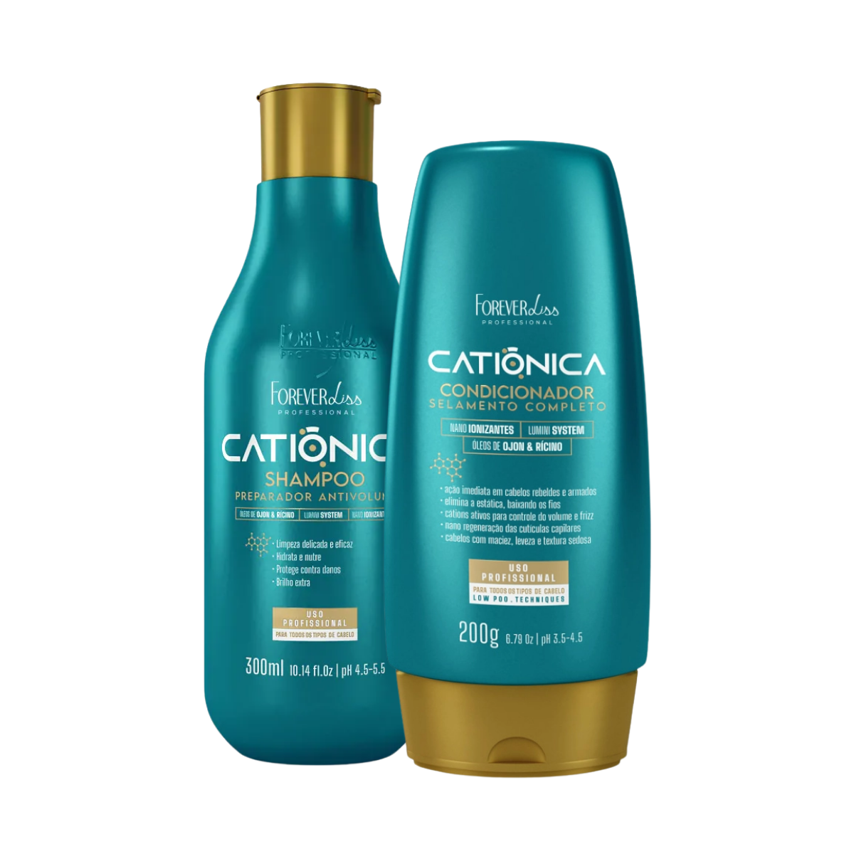 Kit Forever Liss Catiônica Shampoo 300 ml + Condicionador 200 g