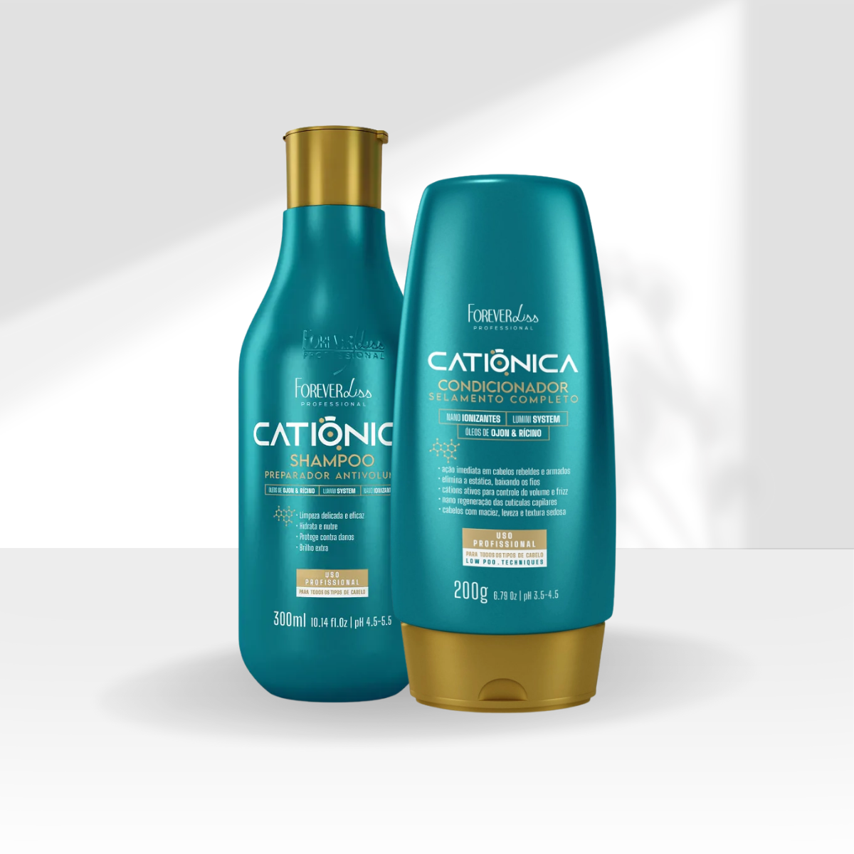 Kit Forever Liss Catiônica Shampoo 300 ml + Condicionador 200 g