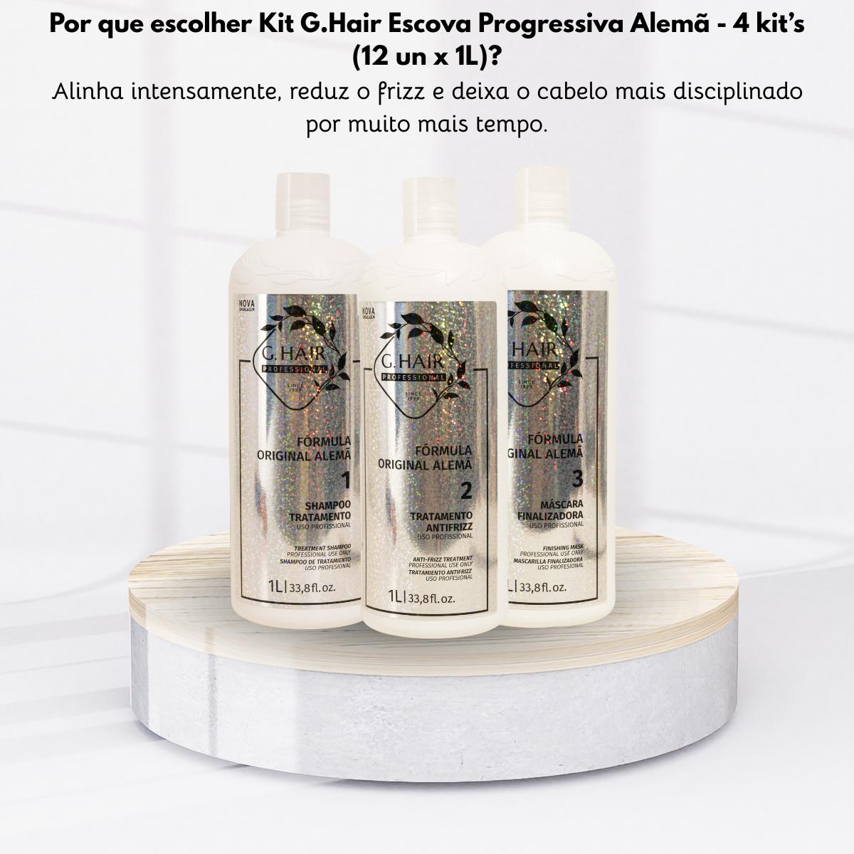 Kit G.Hair Escova Progressiva Alemã 4 (3 x 1 Litro)