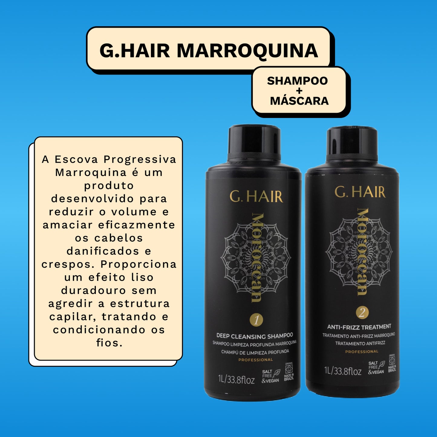 Kit G.Hair Escova Progressiva Marroquina 4 (2 x 1 Litro)