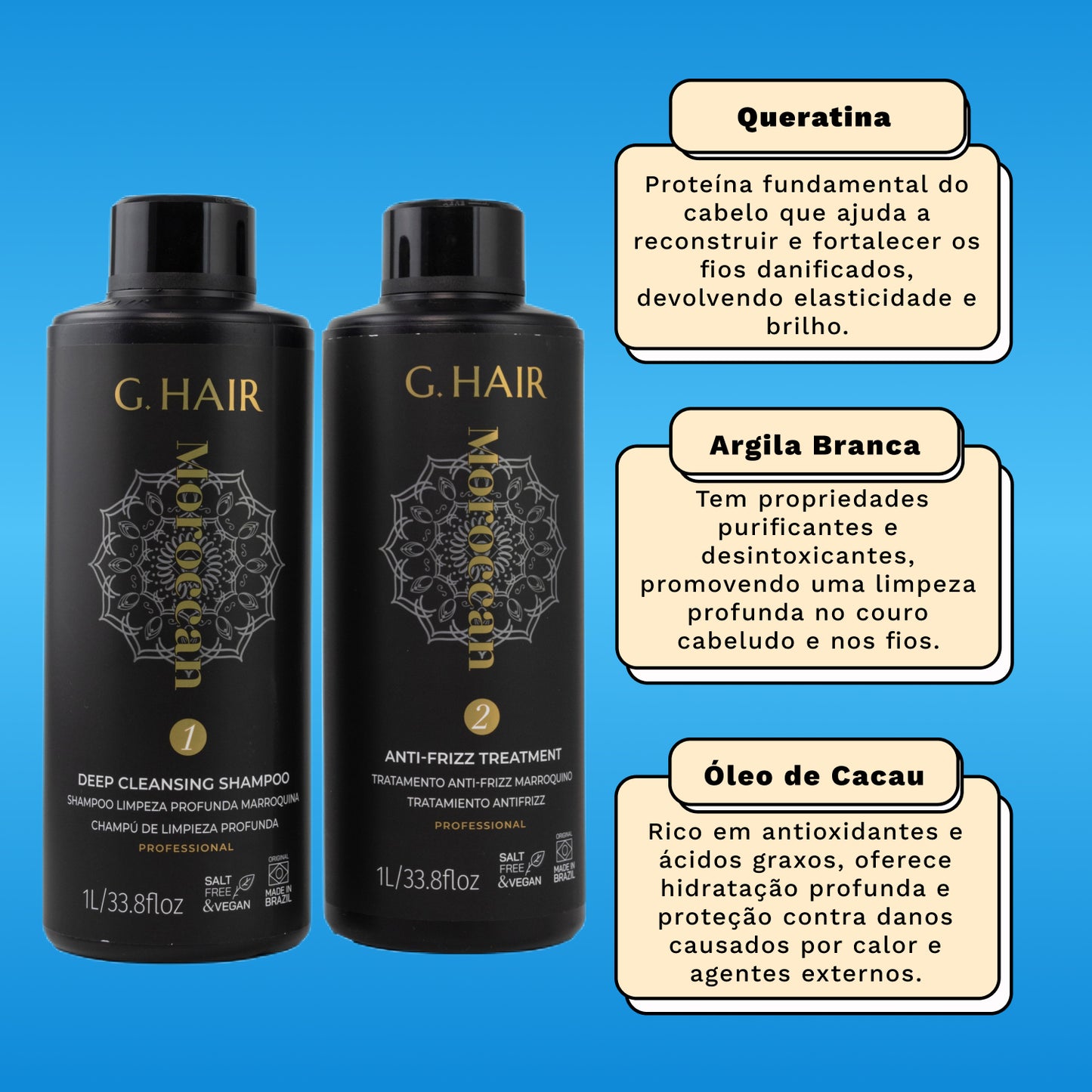 Kit G.Hair Escova Progressiva Marroquina 4 (2 x 1 Litro)
