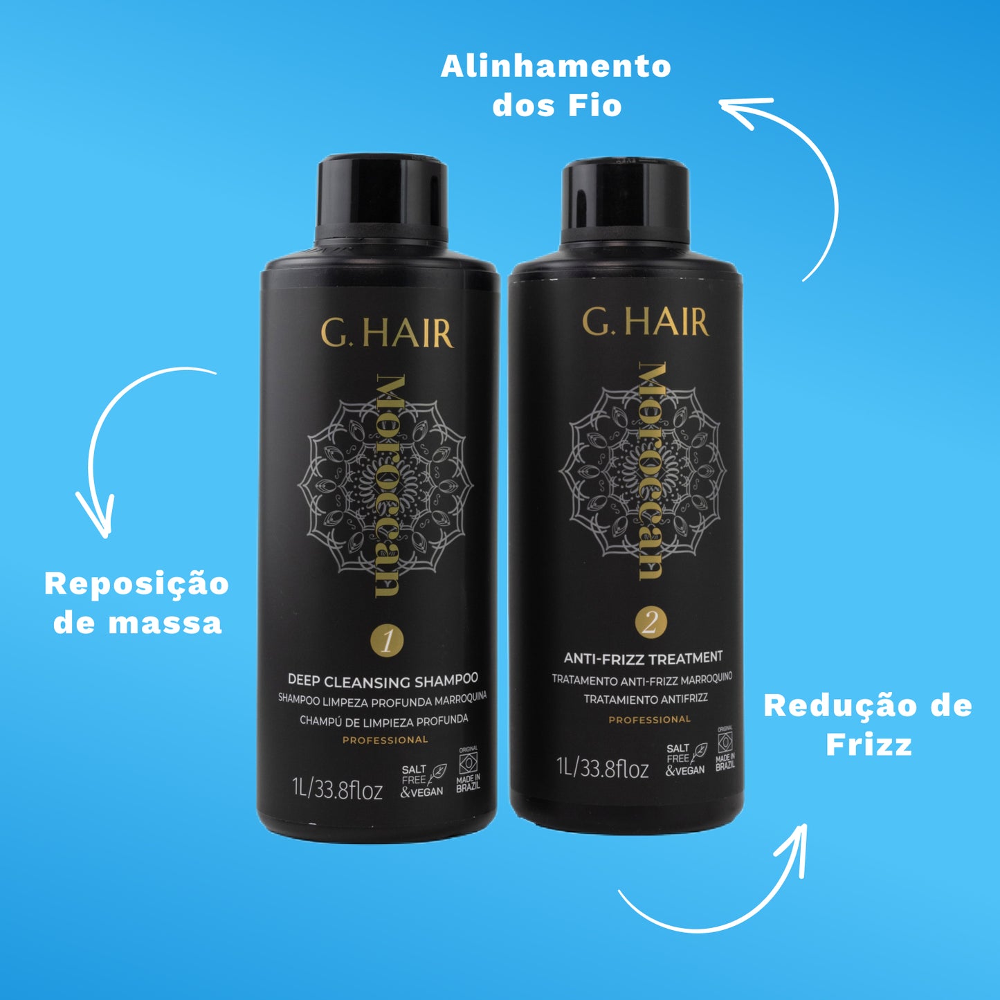 Kit G.Hair Escova Progressiva Marroquina 4 (2 x 1 Litro)