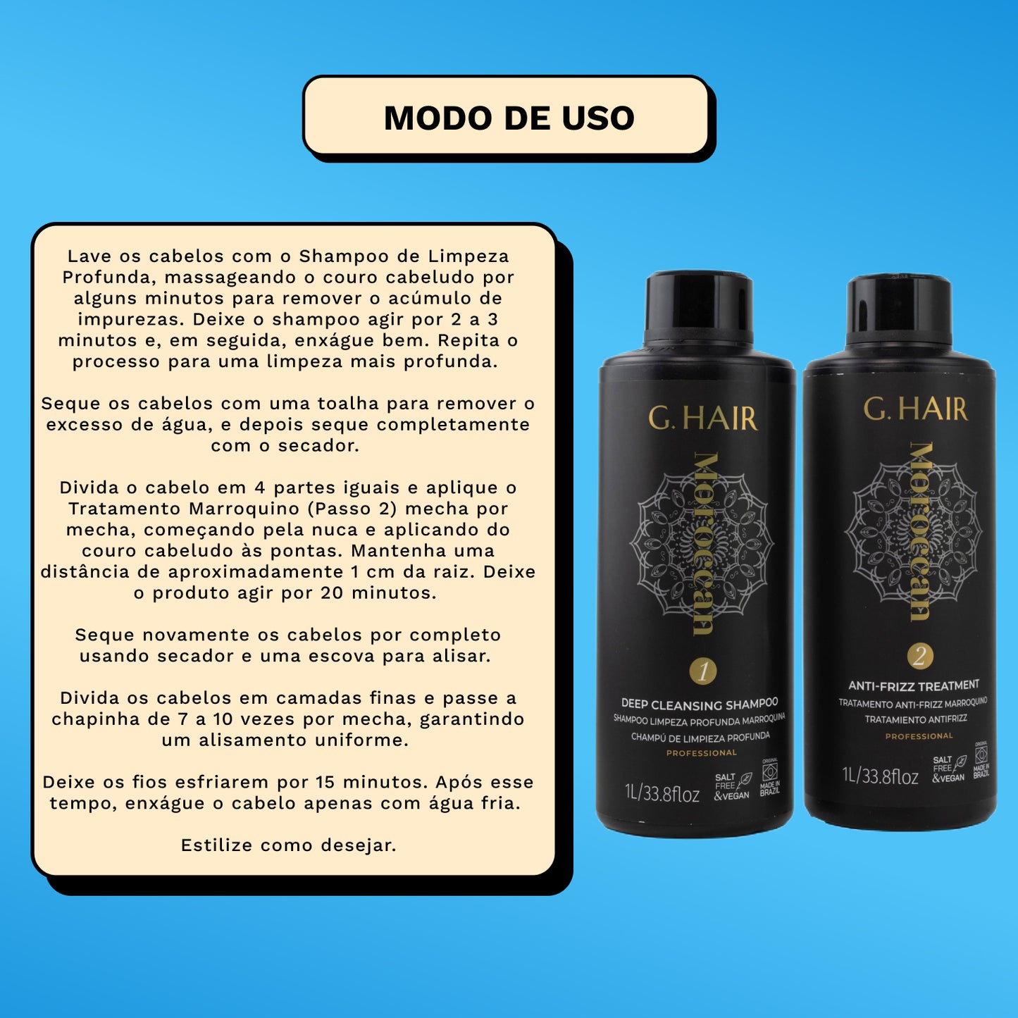 Kit G.Hair Escova Progressiva Marroquina 4 (2 x 1 Litro)