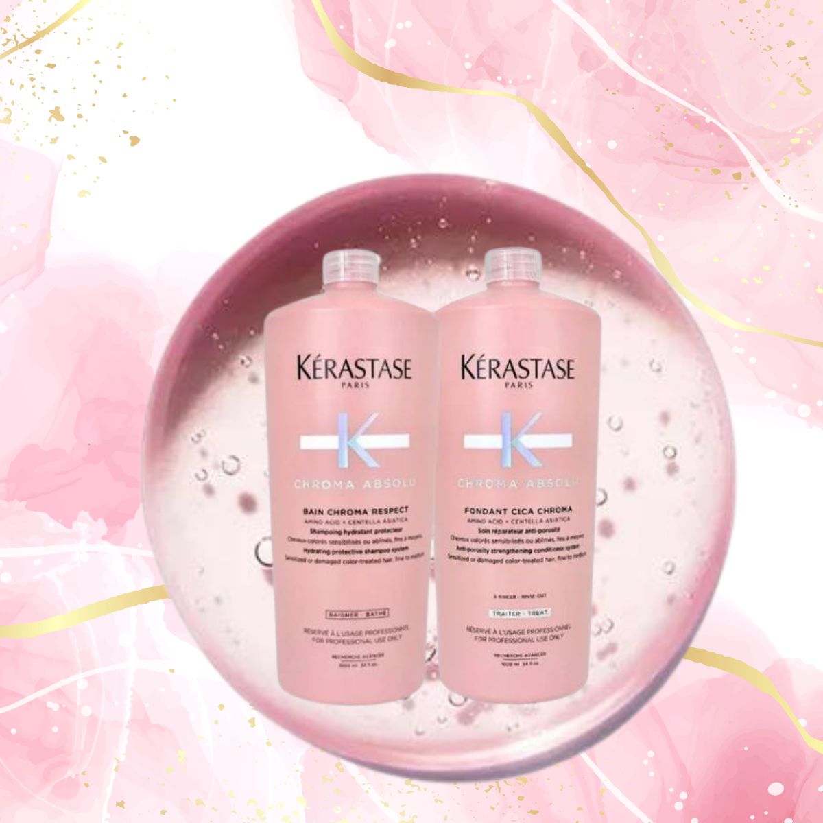 Kit Kerastase Chroma Absolu Shampoo Riche Respect 1 Litro + Condicionador 1 Litro