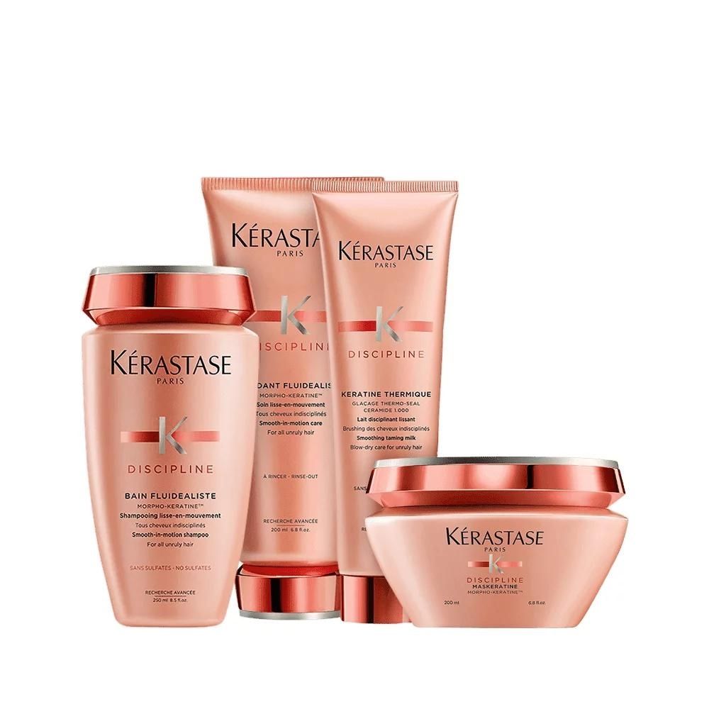Kit Kérastase Discipline Fluidissime Keratine Shampoo + Condicionador + Máscara +Thermique