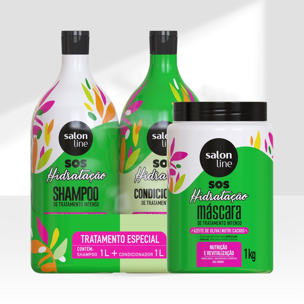 Kit Salon Line SOS Azeite Oliva Shampoo Condicionador e Máscara