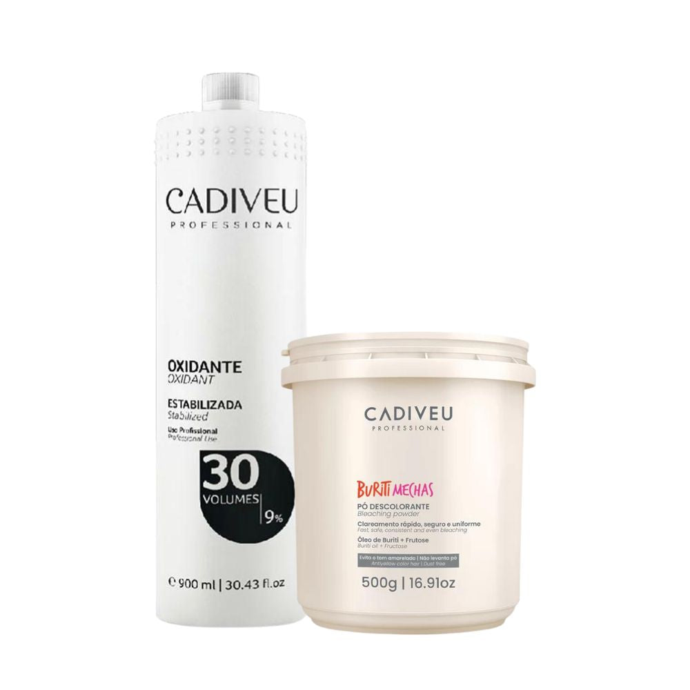 Kit Cadiveu Buriti Mechas Pó Descolorante 500 g + OX 30 Volume 900 ml