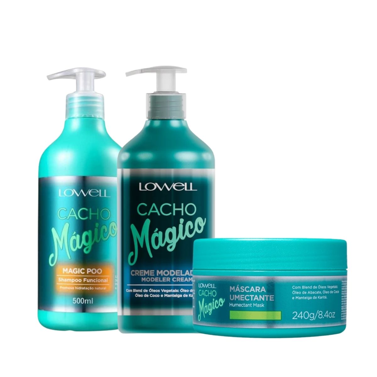 Kit Lowell Cacho Mágico Shampoo 500 ml + Máscara 450 g + Ativador 500 ml