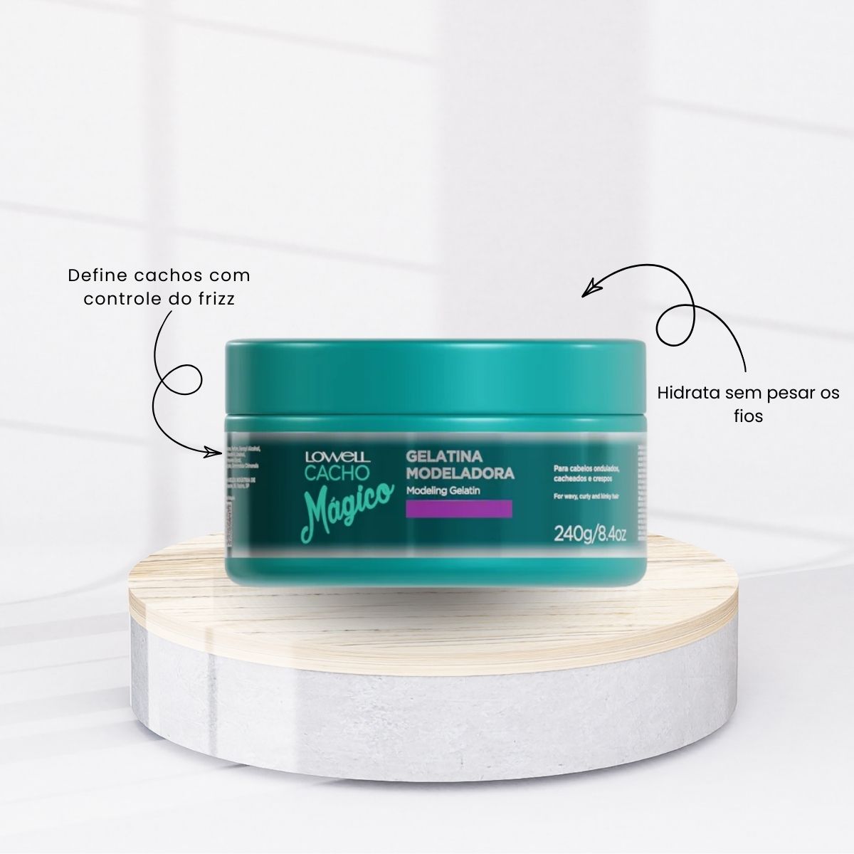 Lowell Cacho Mágico Super Modeladora Gelatina Ativadora de Cachos 240 g