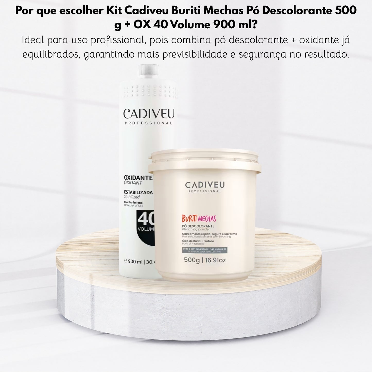 Kit Cadiveu Buriti Mechas Pó Descolorante 500 g + OX 40 Volume 900 ml