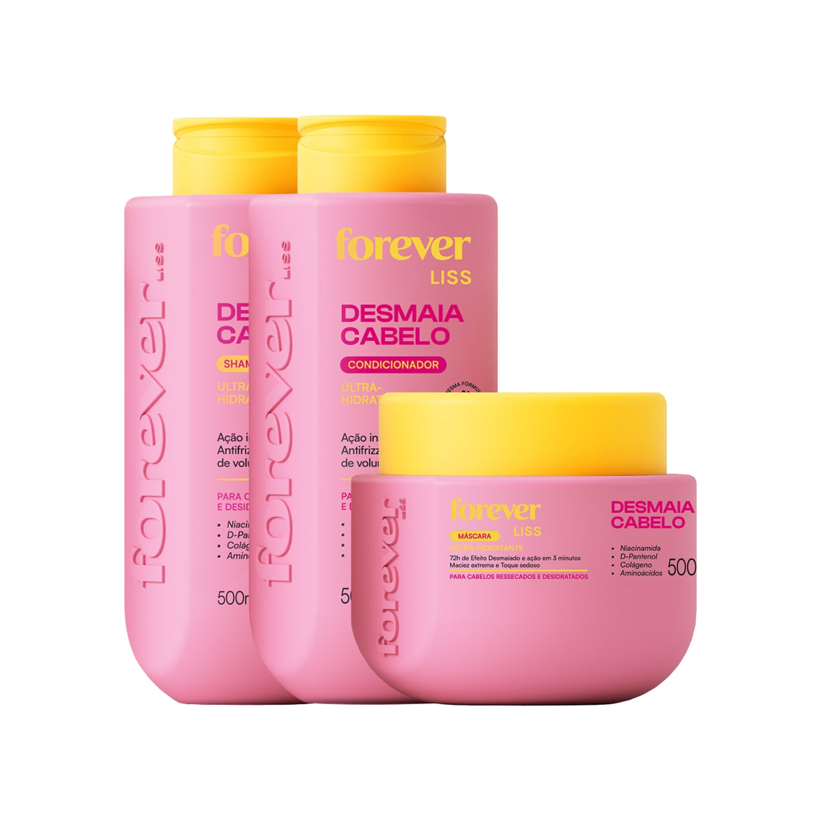 Kit Forever Liss Desmaia Cabelo Tratamento Capilar Trio Medio