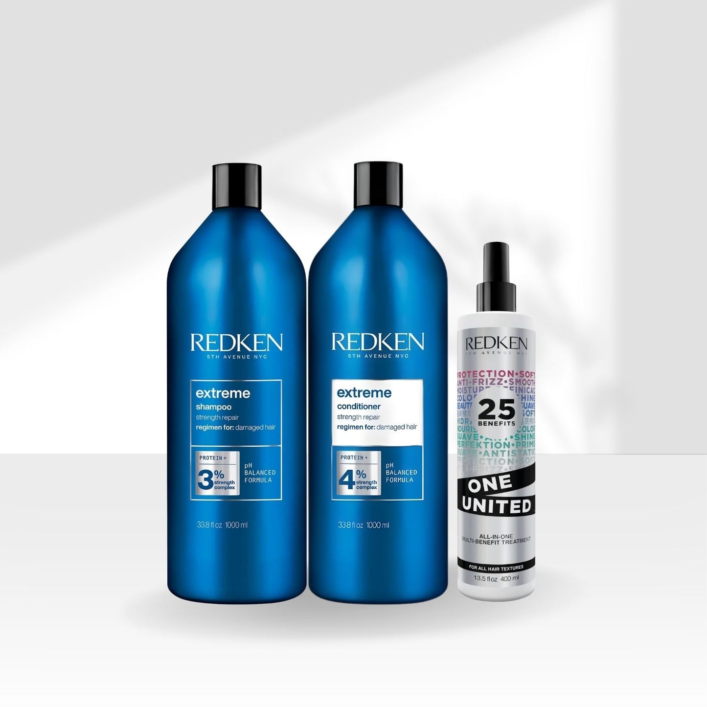Kit Redken Extreme Shampoo + Condicionador 1 Litro + Redken One United 25 Benefits Leave-in 400 ml
