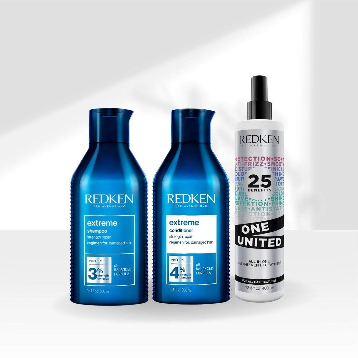 Kit Redken Extreme Shampoo 300 ml + Condicionador 250 ml + Redken One United 25 Benefits Leave-in 400 ml