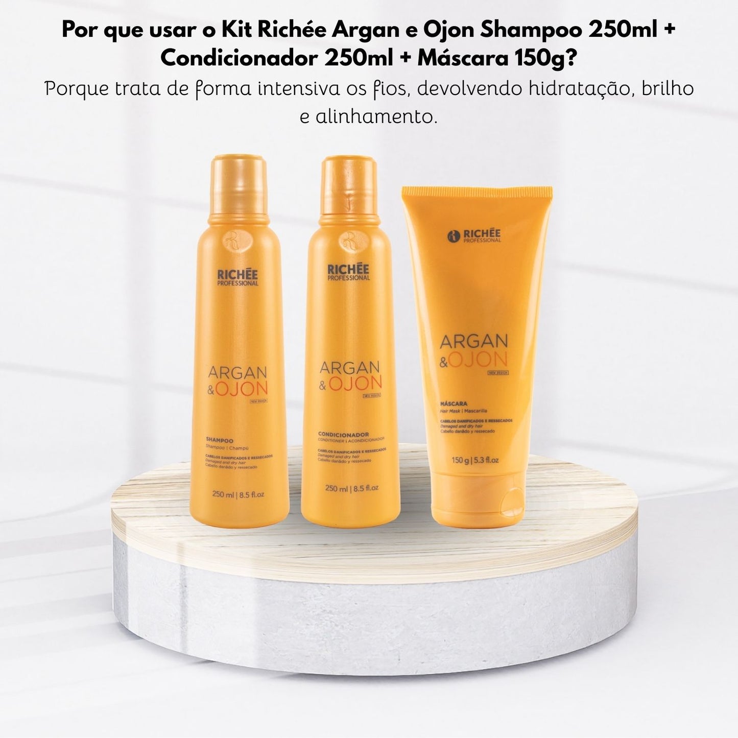Kit Richée Argan e Ojon Shampoo 250 ml + Condicionador 250 ml + Máscara 150 g
