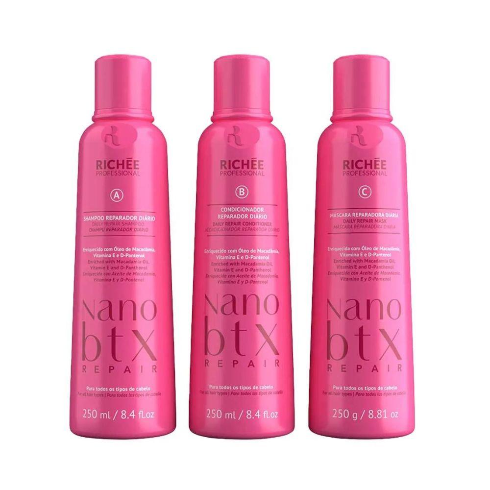 Kit Richée Nano Btx Repair Shampoo + Condicionador + Máscara (3x250 ml)