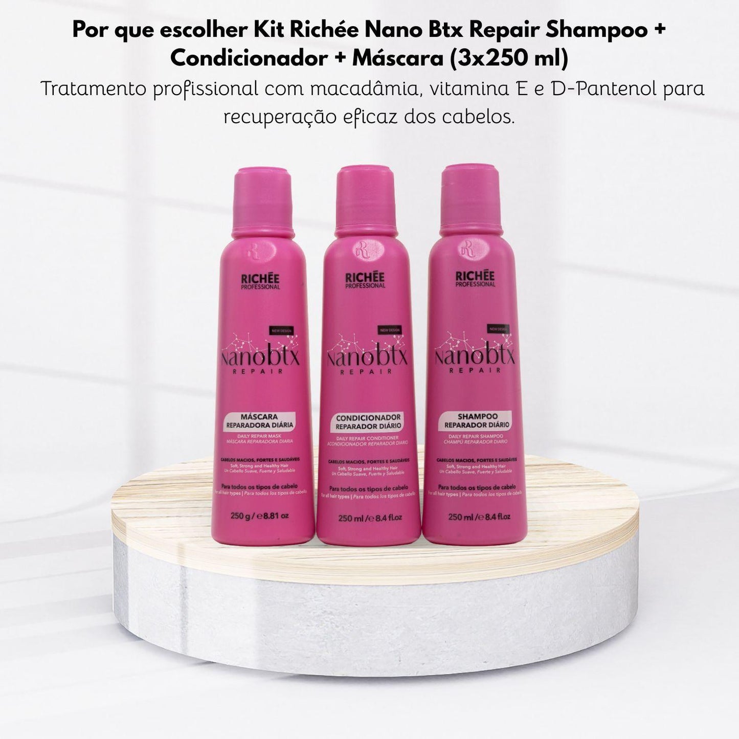 Kit Richée Nano Btx Repair Shampoo + Condicionador + Máscara (3x250 ml)