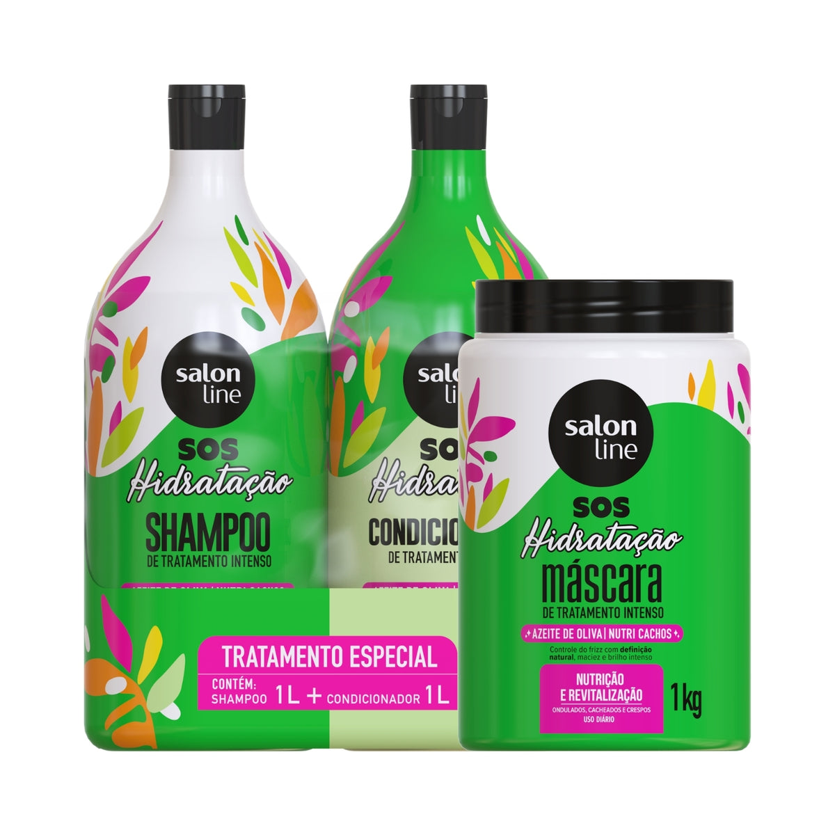 Kit Salon Line SOS Azeite Oliva Shampoo Condicionador e Máscara
