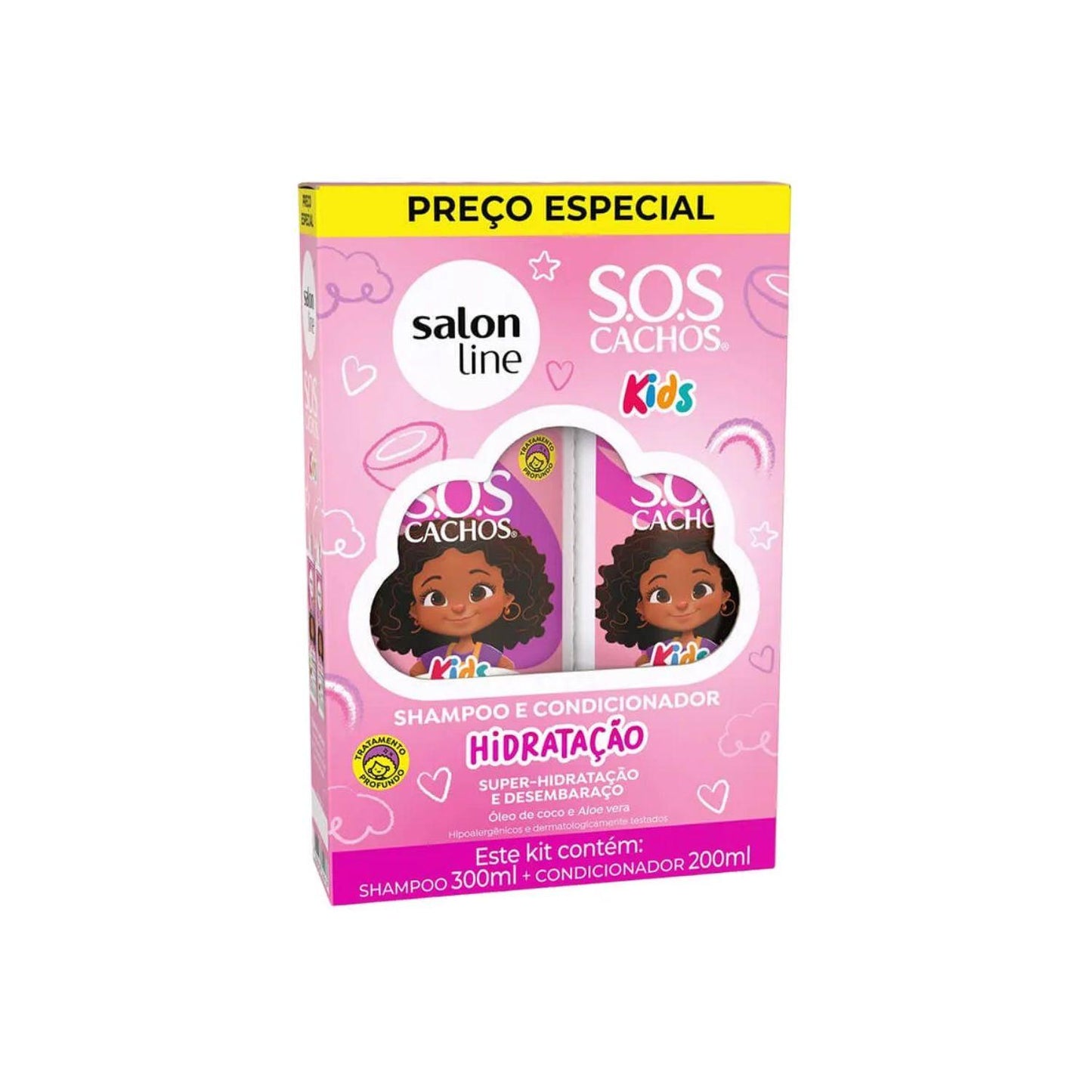 Kit Salon Line S.O.S Cachos Hidratação kids Shampoo e Condicionador para Cabelo Cacheado