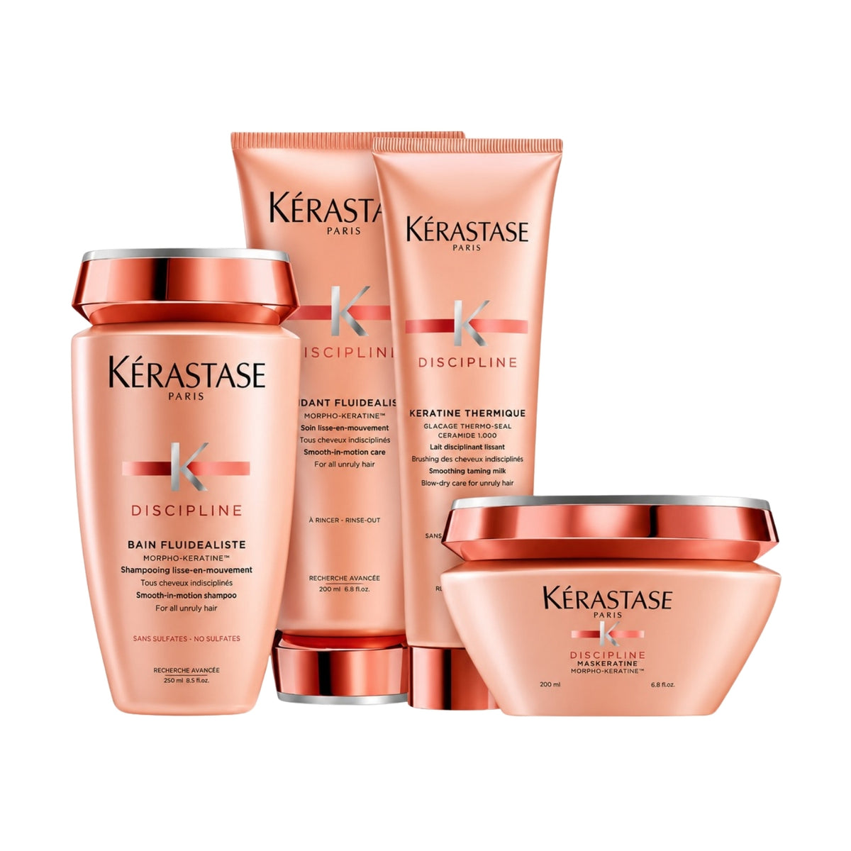 Kit Kérastase Discipline Fluidissime Keratine Shampoo + Condicionador + Máscara +Thermique