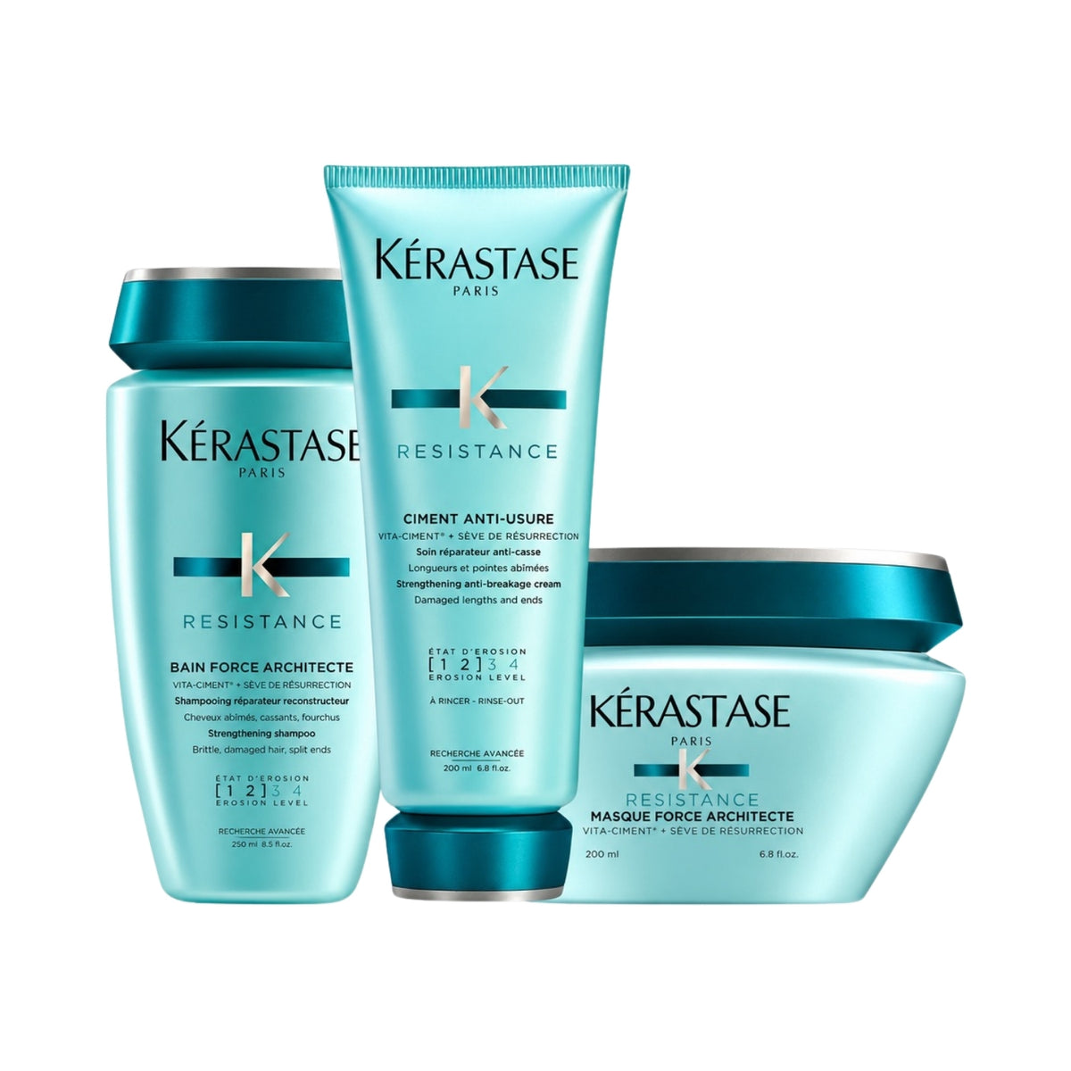 Kit Kérastase Résistance Force Shampoo 250 ml + Condicionador 200 ml + Máscara Force 200 g