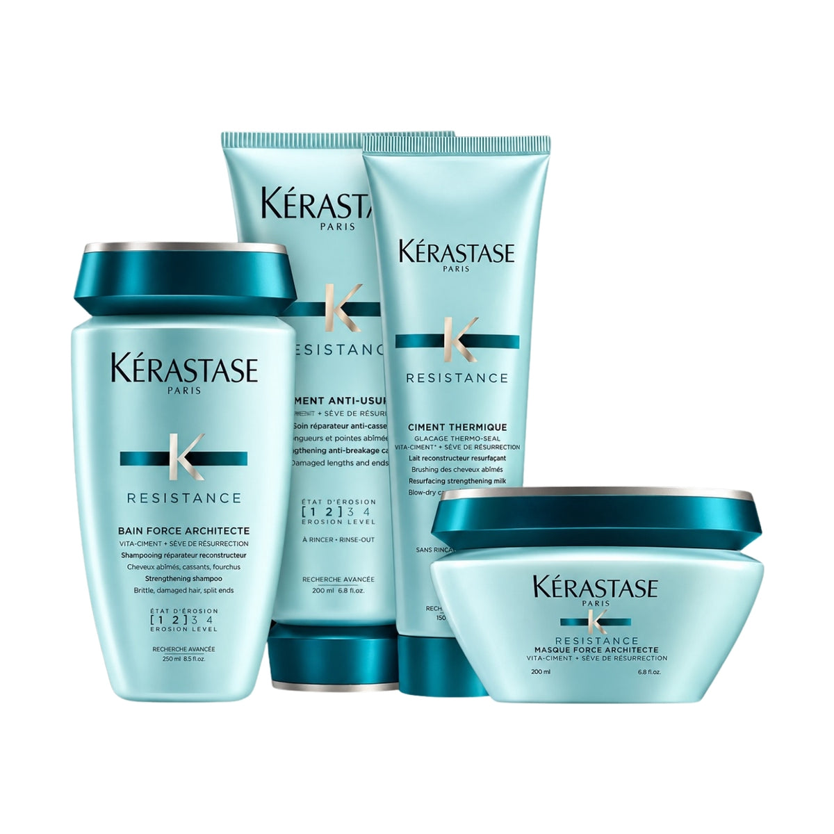 Kit Kérastase Résistance Force Ciment Architect (Shampoo + Condicionador + Máscara + Leave-in)