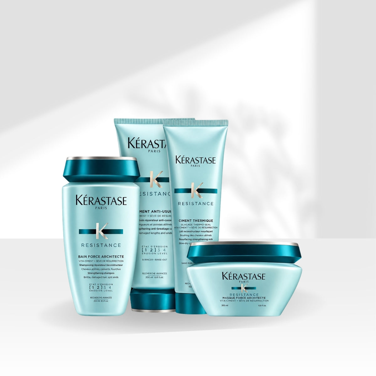 Kit Kérastase Résistance Force Ciment Architect (Shampoo + Condicionador + Máscara + Leave-in)