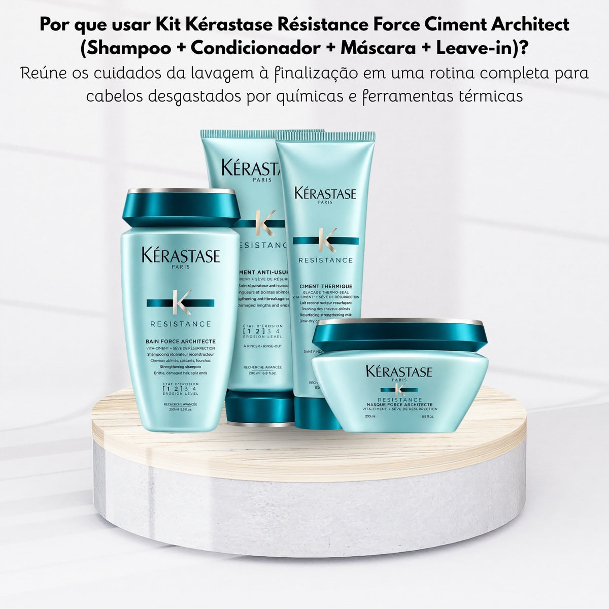 Kit Kérastase Résistance Force Ciment Architect (Shampoo + Condicionador + Máscara + Leave-in)
