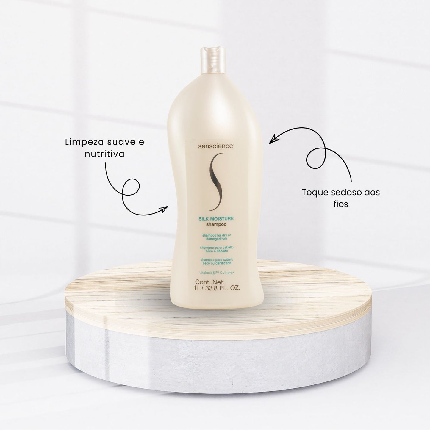 Kit Senscience Silk Moisture Shampoo + Condicionador 1 Litro + Inner Hidratação 500 ml