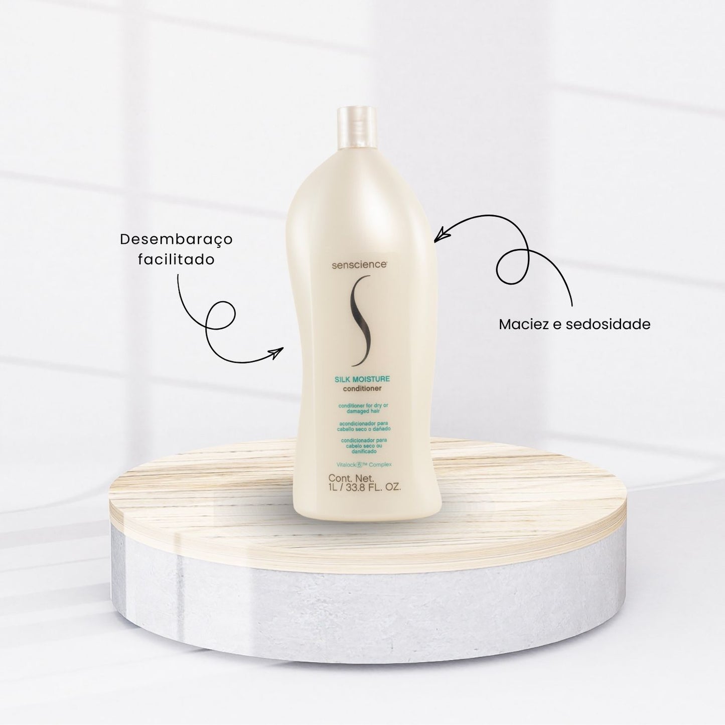 Kit Senscience Silk Moisture Shampoo + Condicionador 1 Litro + Inner Hidratação 500 ml