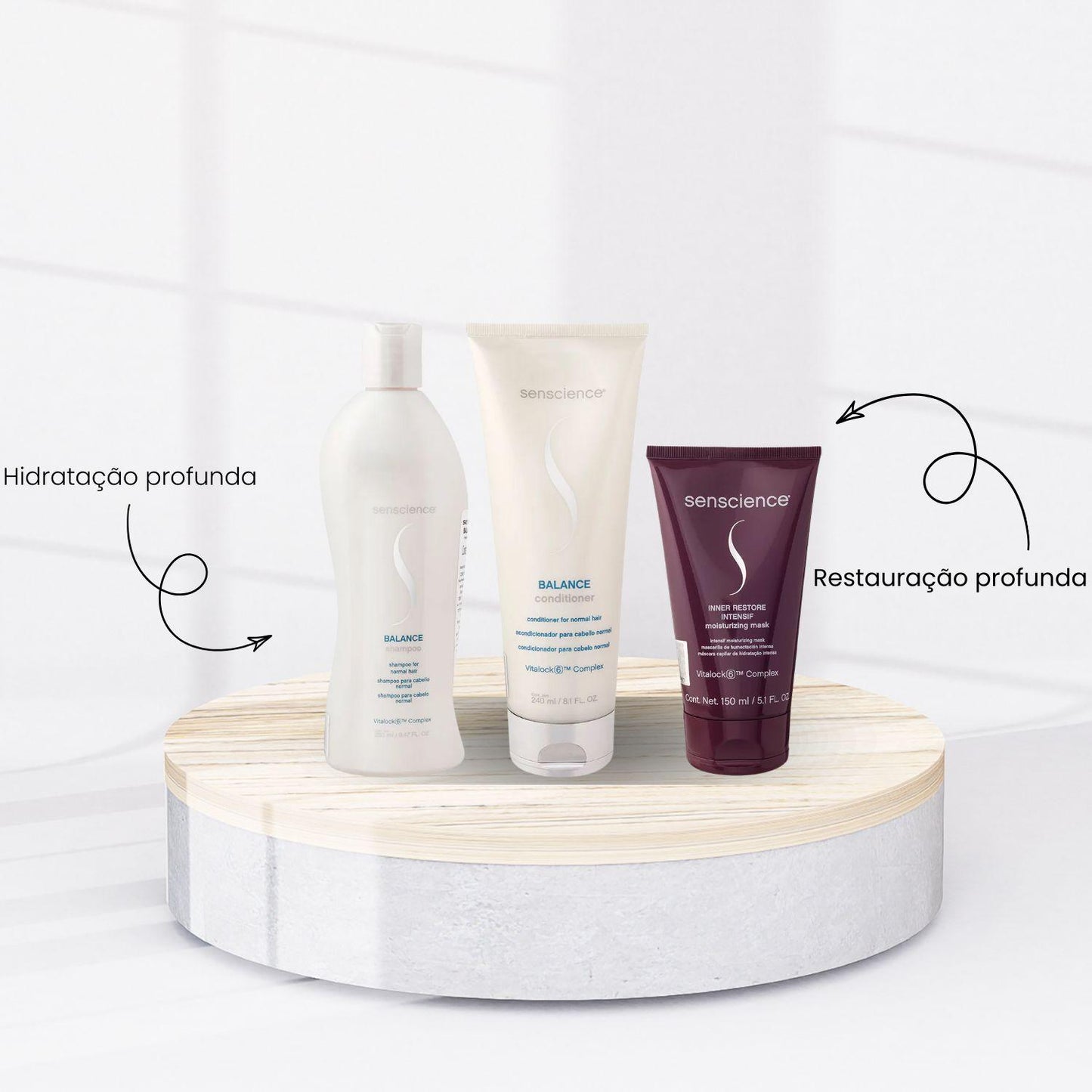 Kit Senscience Balance Shampoo 280 ml + Condicionador 240 ml + Inner Restore Intensif 150 ml
