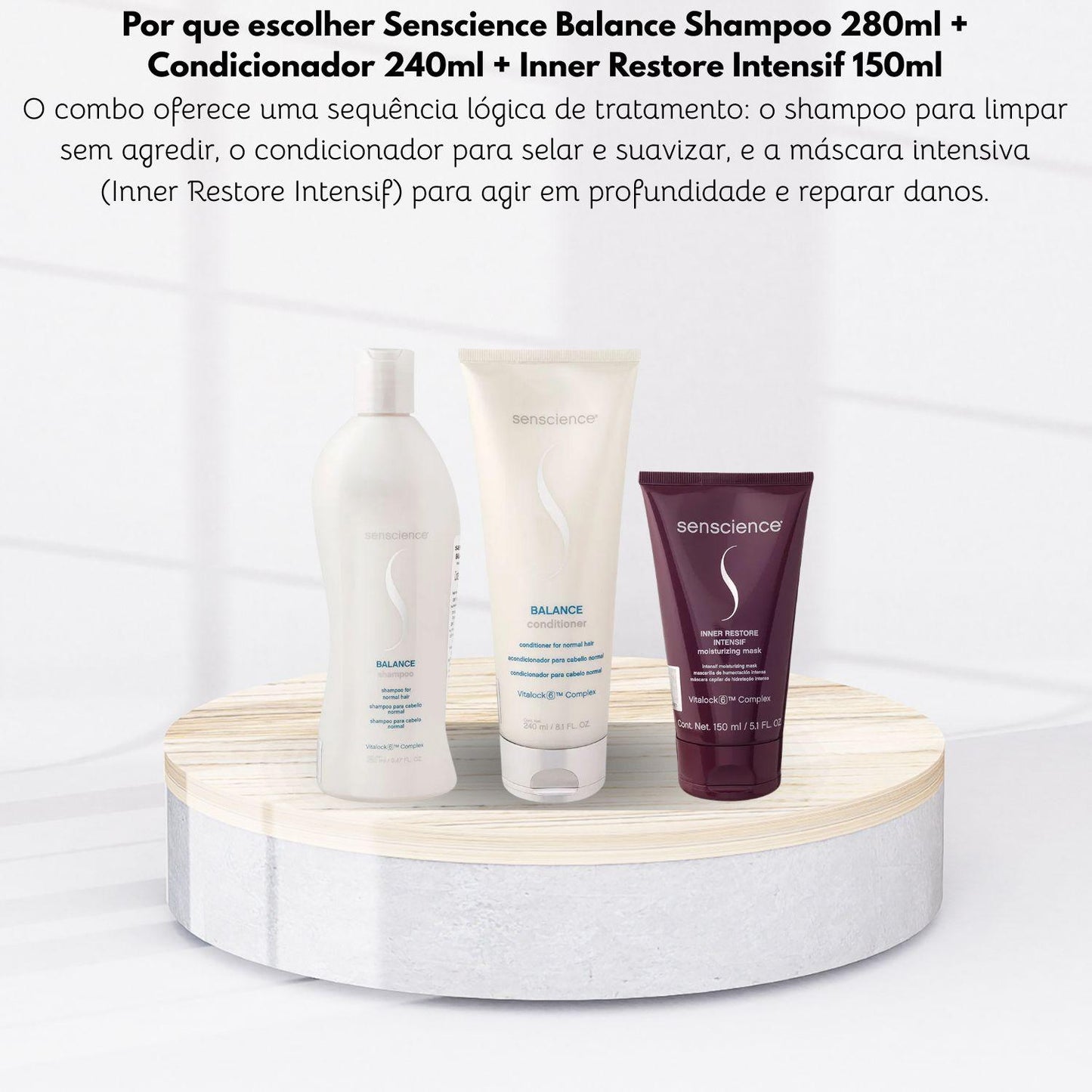 Kit Senscience Balance Shampoo 280 ml + Condicionador 240 ml + Inner Restore Intensif 150 ml
