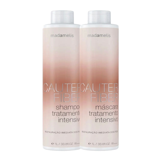 Kit Madamelis Cauter Fiber Shampoo + Máscara 1 Litro