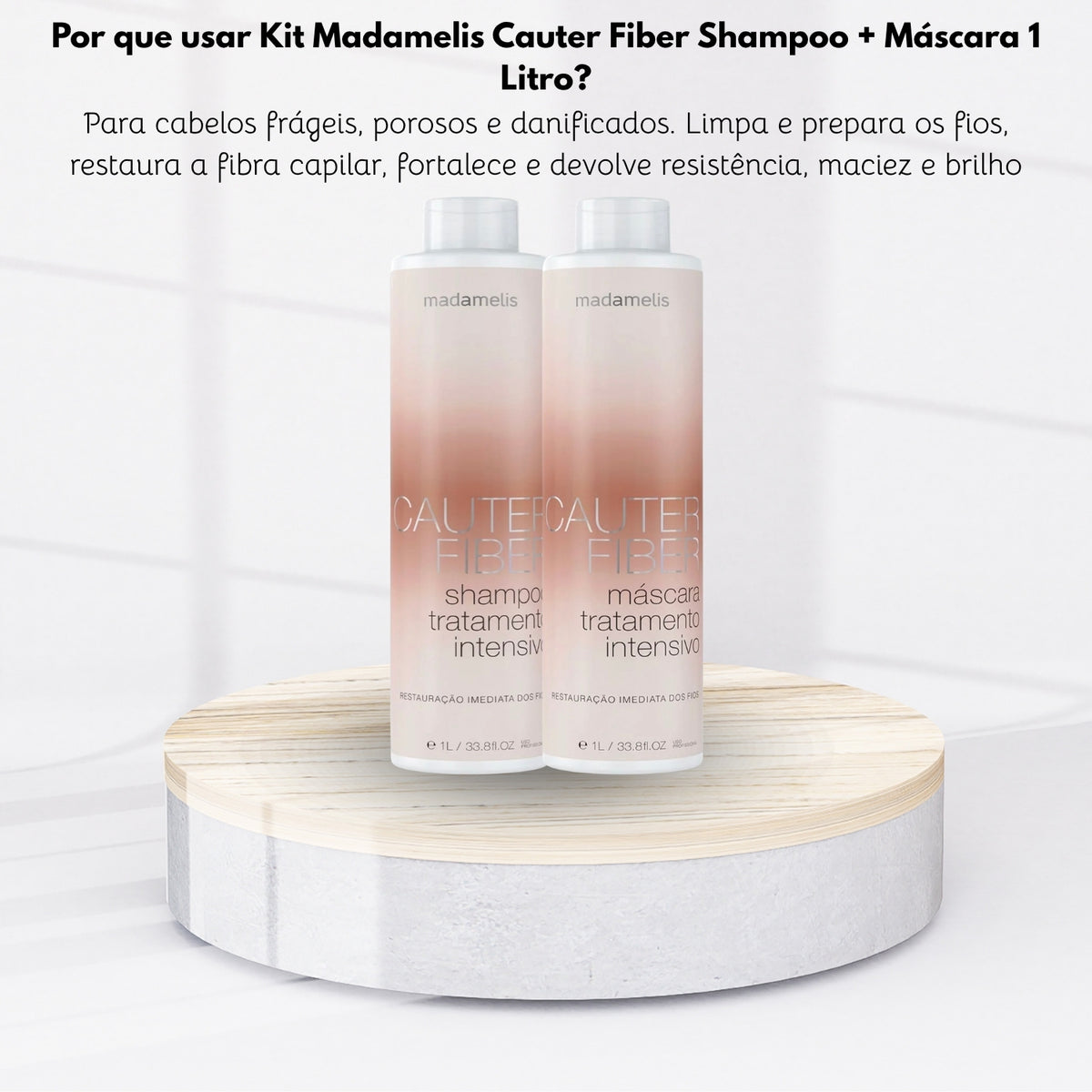 Kit Madamelis Cauter Fiber Shampoo + Máscara 1 Litro