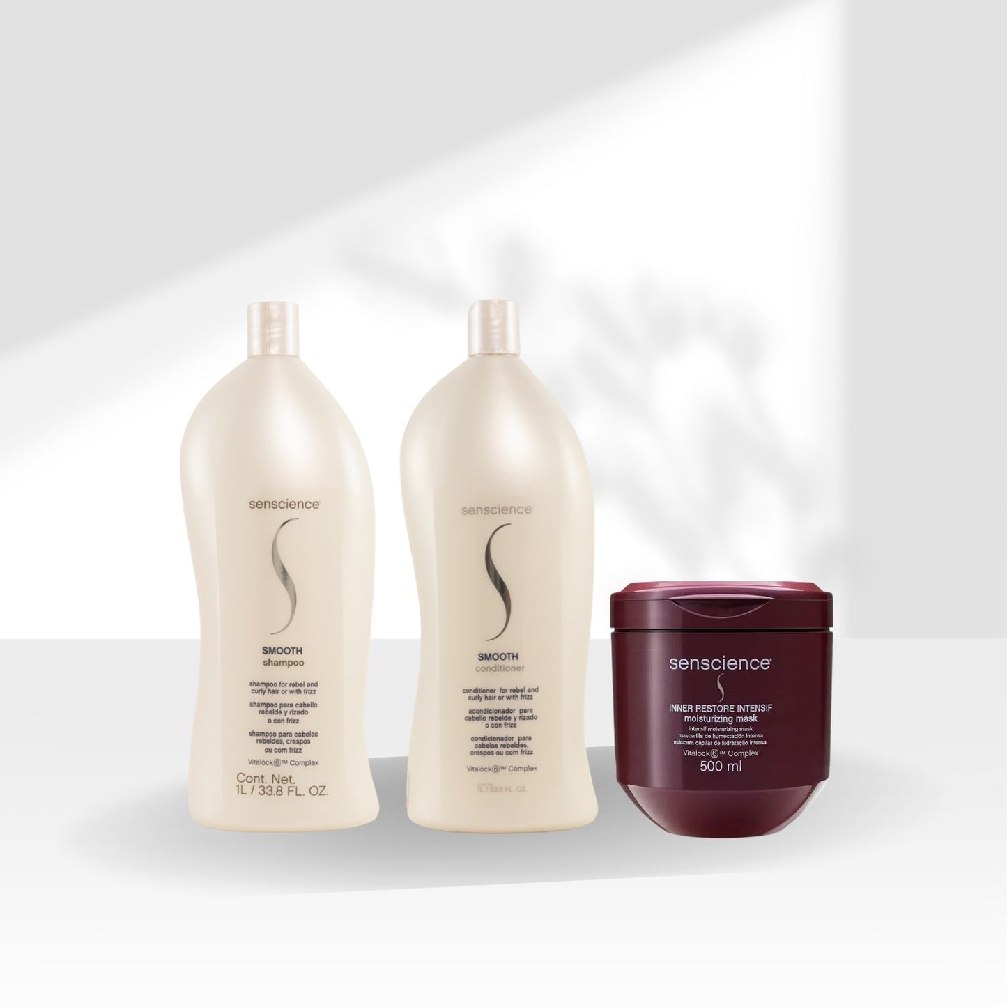 Kit Senscience Smooth Shampoo + Condicionador 1 Litro + Inner Restore Intensif 500 ml