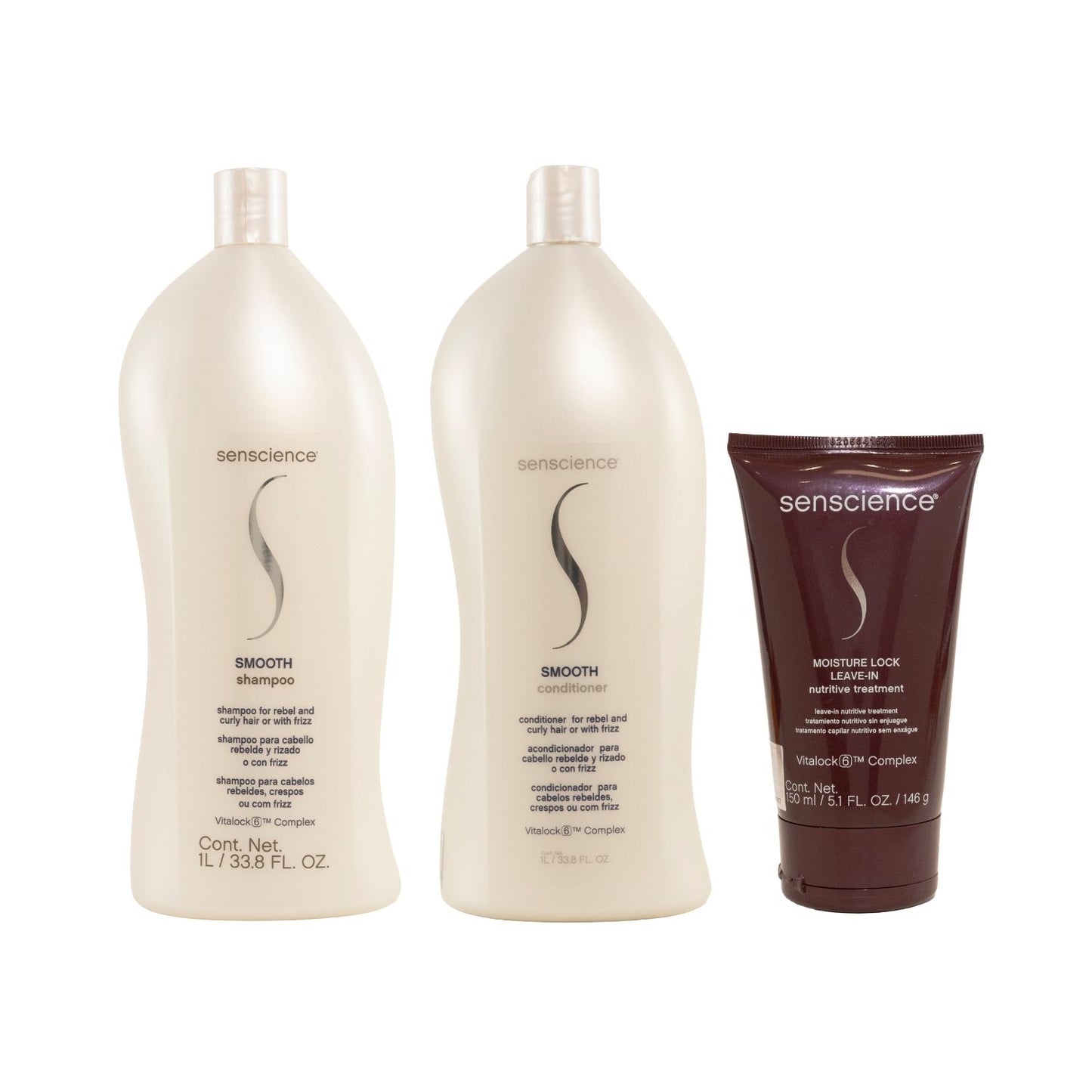 Kit Senscience Smooth Shampoo + Condicionador 1 Litro + Moisture Lock 150 ml