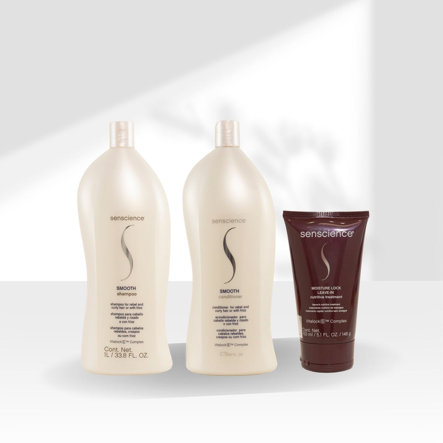 Kit Senscience Smooth Shampoo + Condicionador 1 Litro + Moisture Lock 150 ml