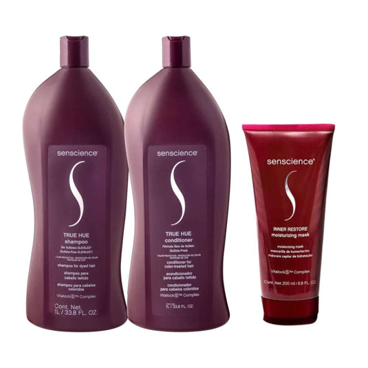 Kit Senscience True Hue Shampoo + Condicionador 1 Litro + Máscara Inner Restore 200 ml