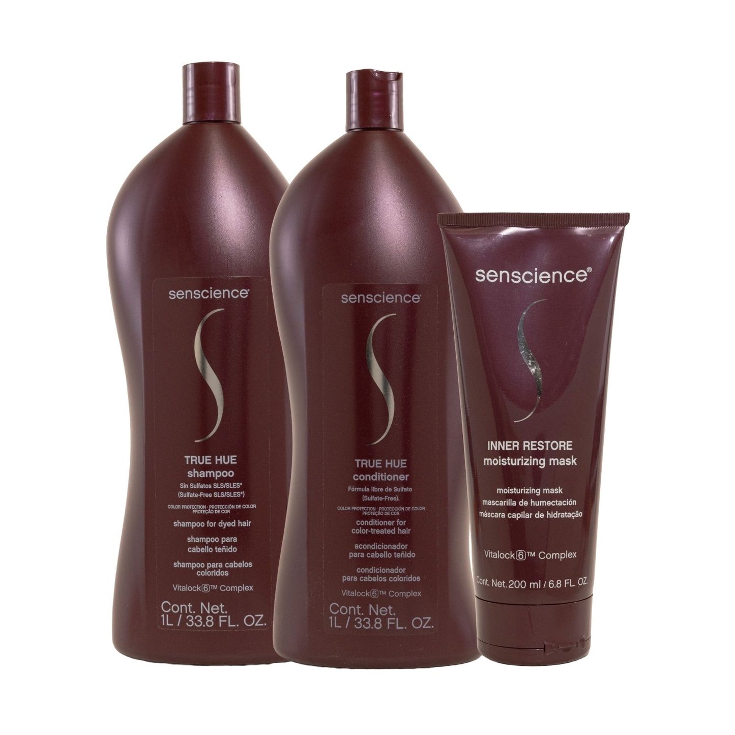 Kit Senscience True Hue Shampoo + Condicionador 1 Litro + Máscara Inner Restore 200 ml