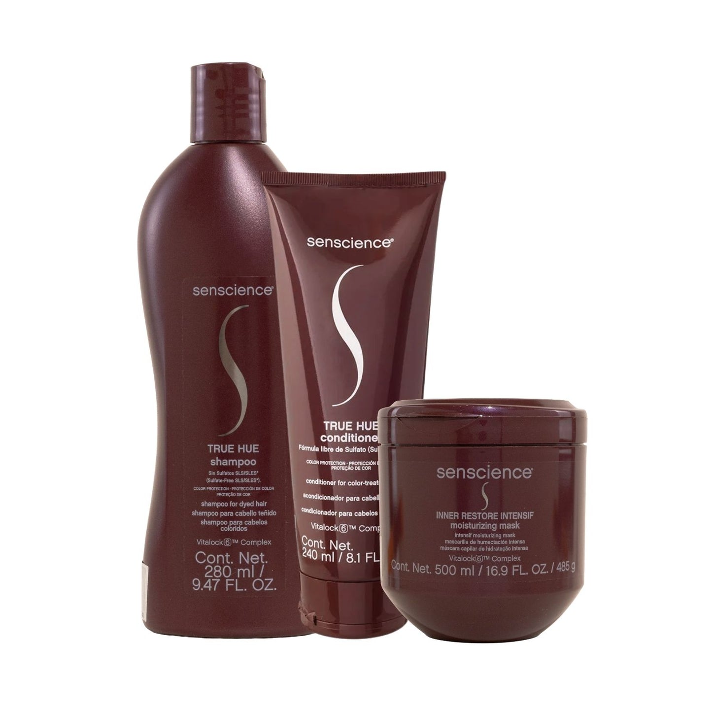 Kit Senscience True Hue Shampoo 280 ml + Condicionador 240 ml + Máscara Inner Intensif 500 ml