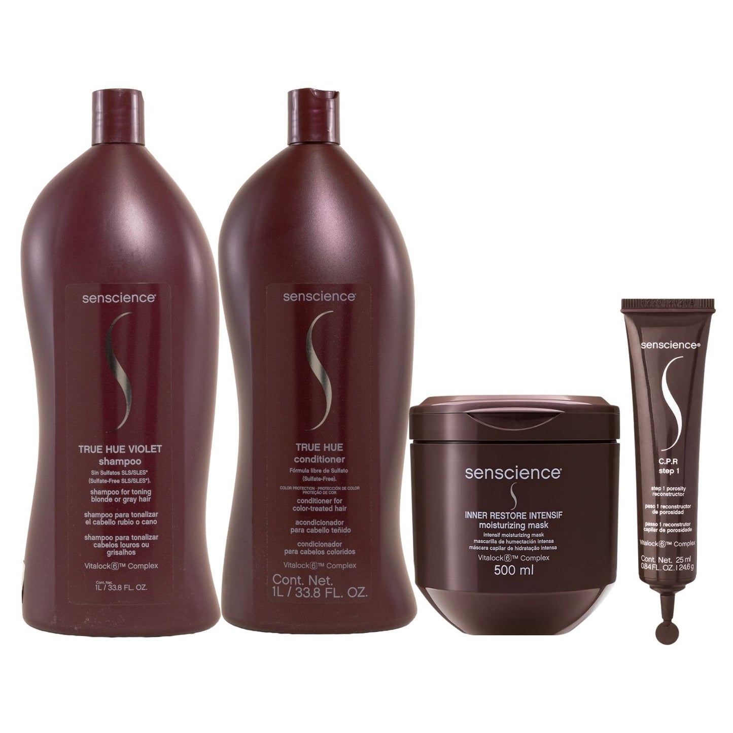 Kit Senscience True Hue Violet Shampoo + Condicionador 1 Litro + Inner Restore Intensif 500 ml + C.P.R 25 ml